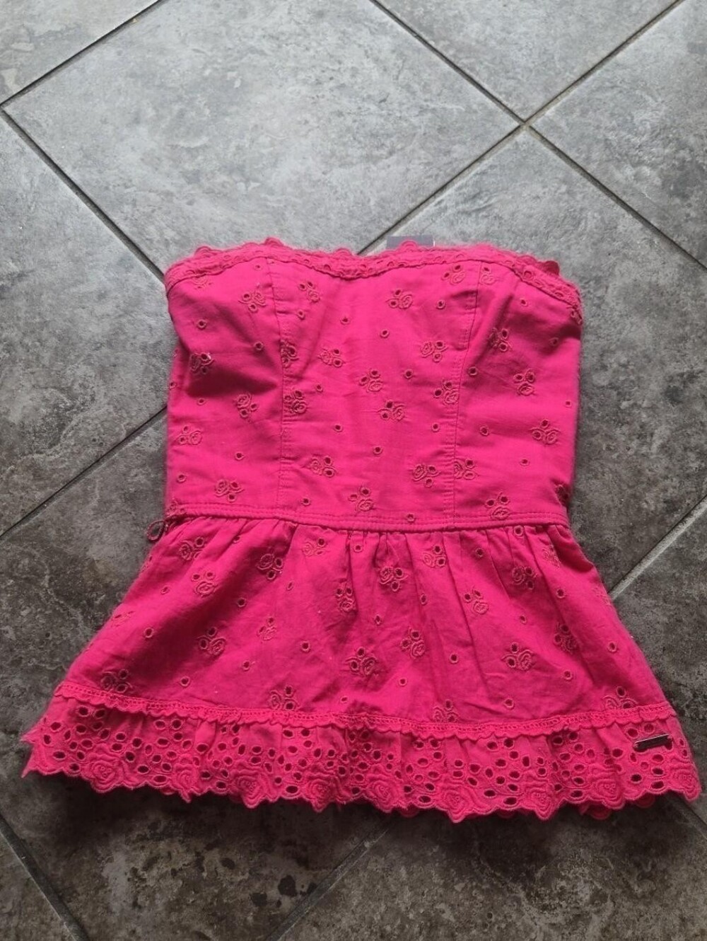 NWT Abercrombie & Fitch Deadstock Vintage Corset Tube Top Babydoll Peplum Pink